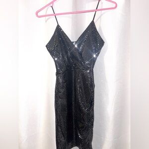 Charlotte Russe Black Glitter Backless Dress